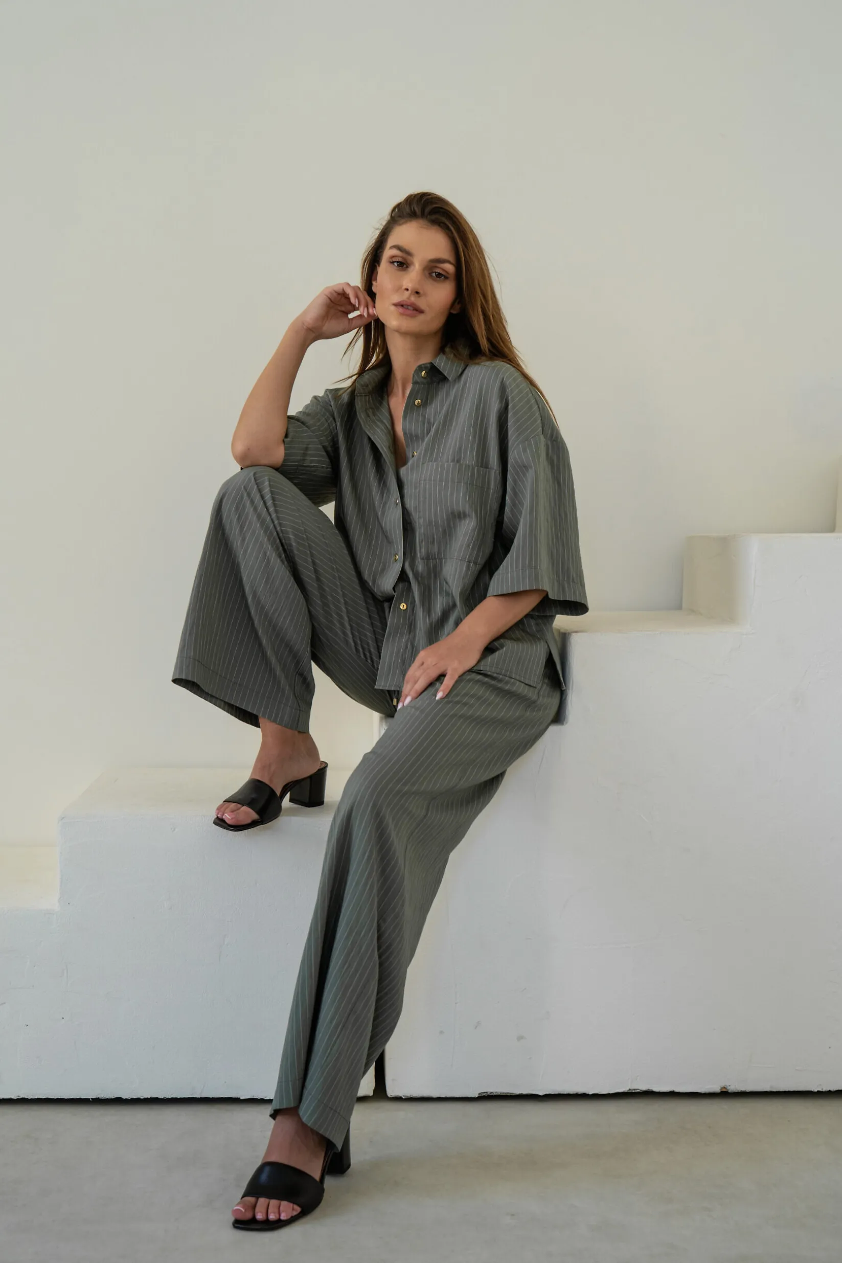 Koszula FIDD STRIPED OLIVE