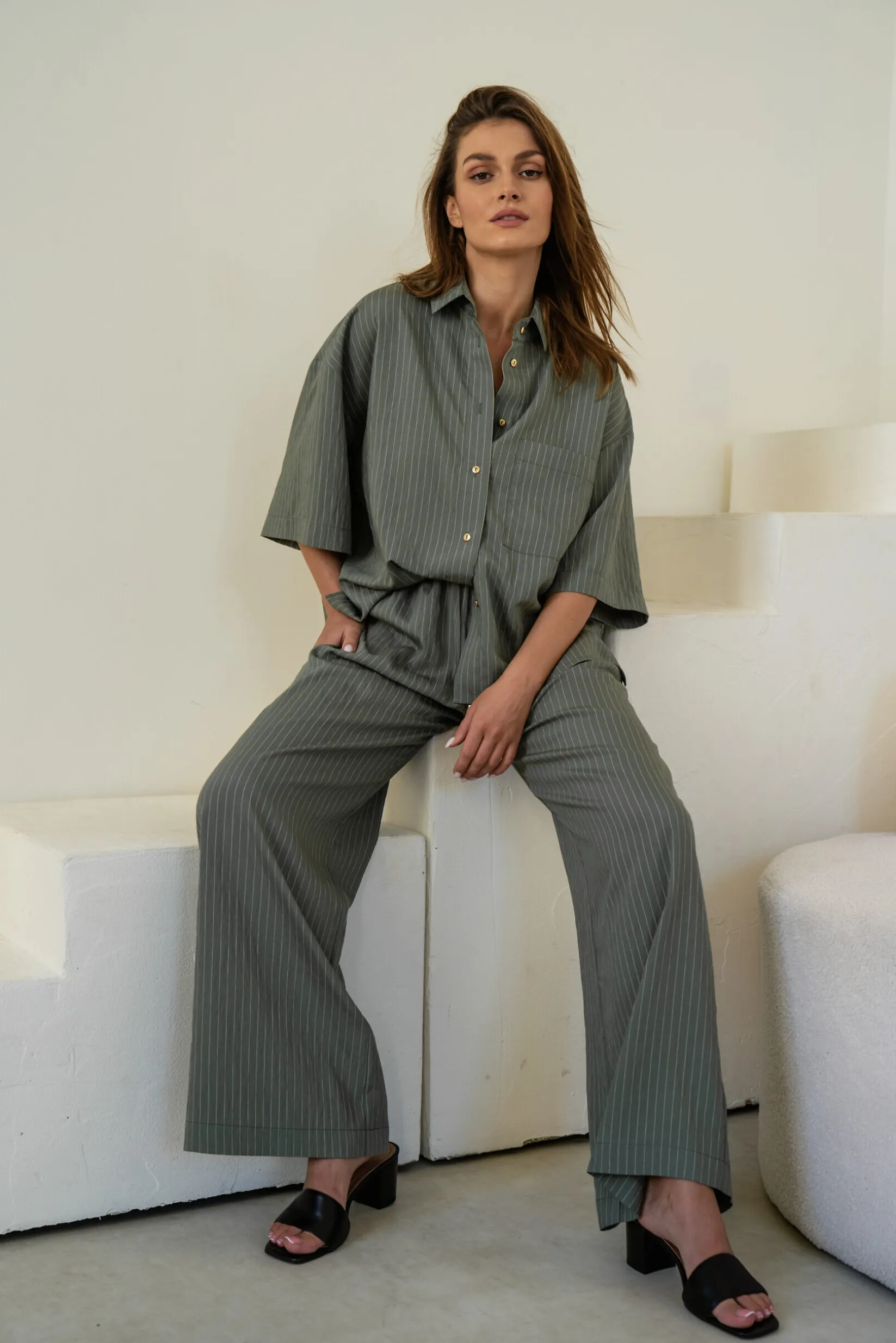 Koszula FIDD STRIPED OLIVE