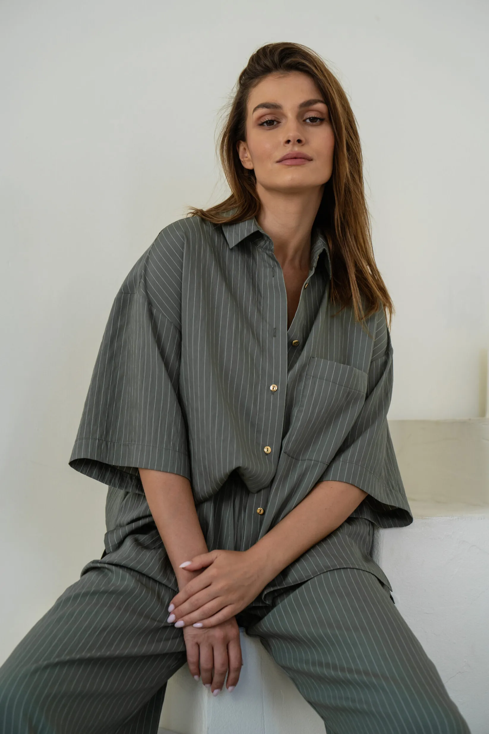 Koszula FIDD STRIPED OLIVE