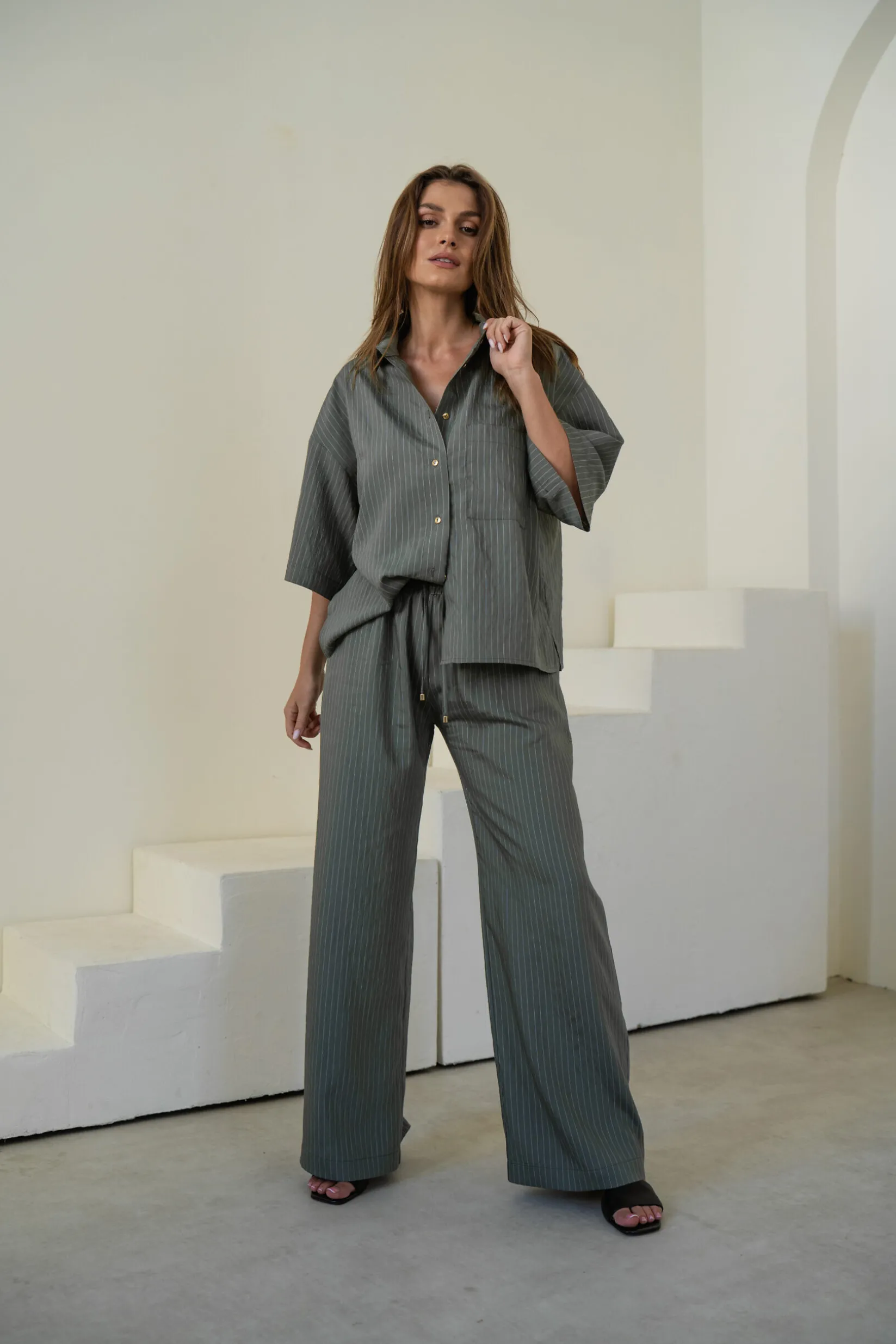 Koszula FIDD STRIPED OLIVE