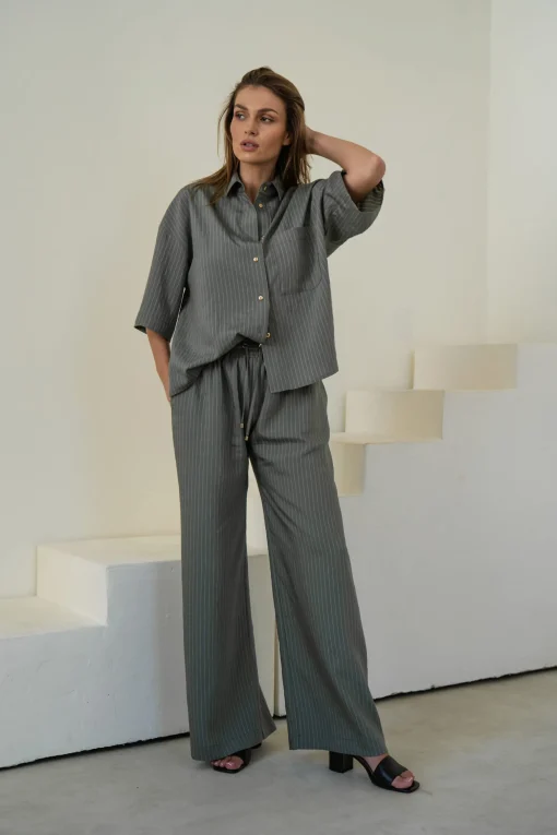 Spodnie ALI STRIPED OLIVE