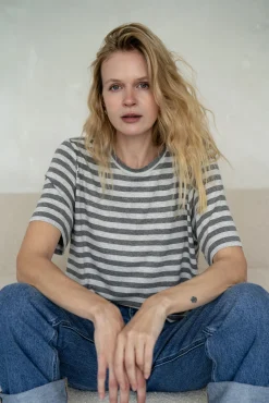 Top VIEN STRIPED GRAY