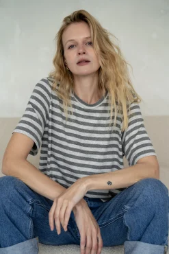 Top VIEN STRIPED GRAY